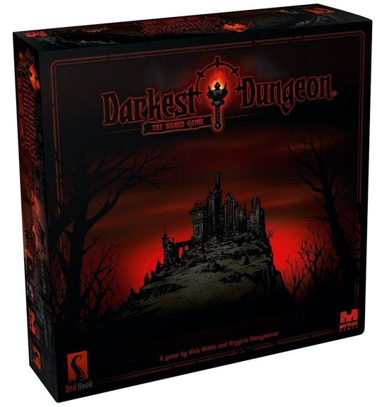 Darkest Dungeon 3D Render Box 1 with spooky red and black castle art