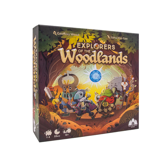 Explorers of the Woodlands 3D Box Rendering with Animal Characters in Woods with Blue Gem