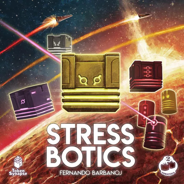 Stress Botics 2 Tomatoes Board Game Space Robots Mining Box Cover Art