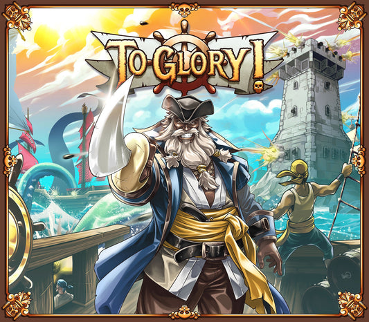 To Glory! Box Cover Art with Pirate and Tower 