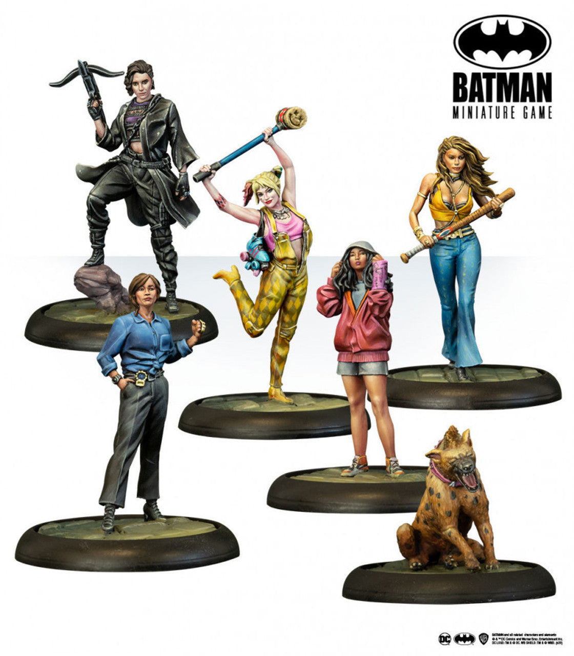 Birds of Prey Painted Miniatures on White Background Knights Models Batman Miniature Game 