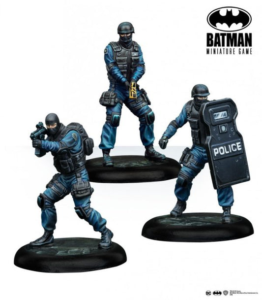 Painted GCPD Miniatures on White Background Knights Models Batman Miniature Game Batman