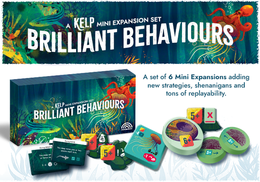 Illustration showing Brilliant Behaviors Box, and included components and cards